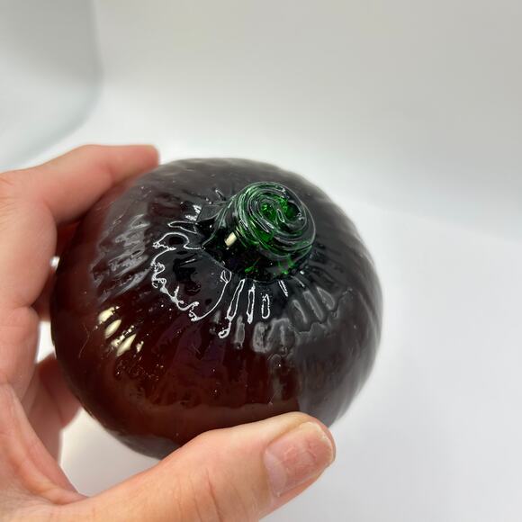 Blown Glass Red Onion Life Size Green Stem Unique Beautiful - Picture 8 of 10